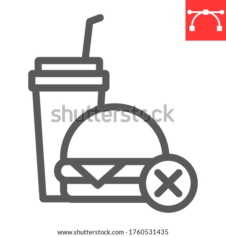 No fast food line icon, fitness and diet, no food sign vector graphics, editable stroke linear icon, eps 10 Royalty-Free Stock Photo #1760531435