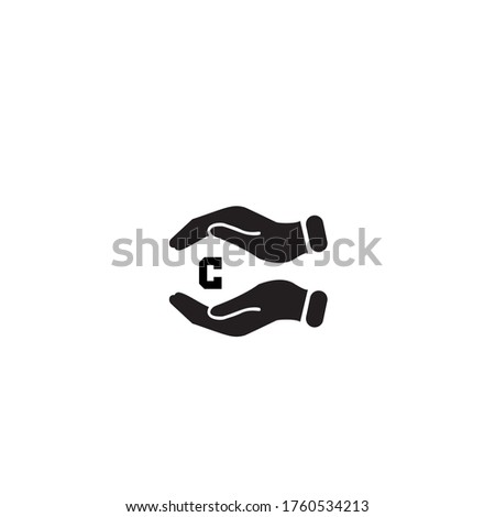 Initial Letter C Linked Uppercase Logo Black  Icon Design Template Element