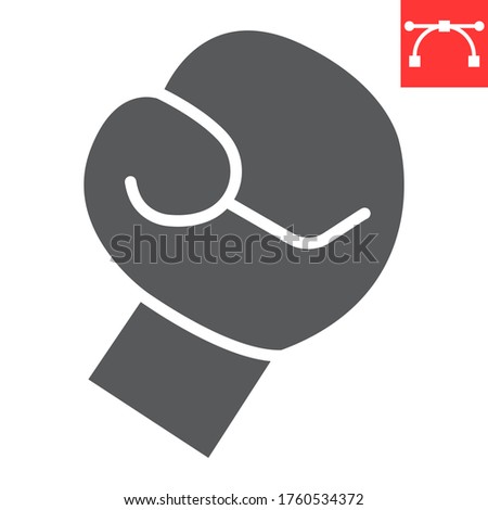 Boxing glove glyph icon, fitness and sport, boxing sign vector graphics, editable stroke solid icon, eps 10