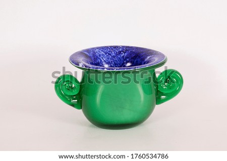 Green Blue Ceramic Decorative Vase Object Old Vintage Great Object Made Composition On White Background buying now.