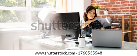 Neck Pain While Working At Computer. Bad Posture Stress Royalty-Free Stock Photo #1760535548