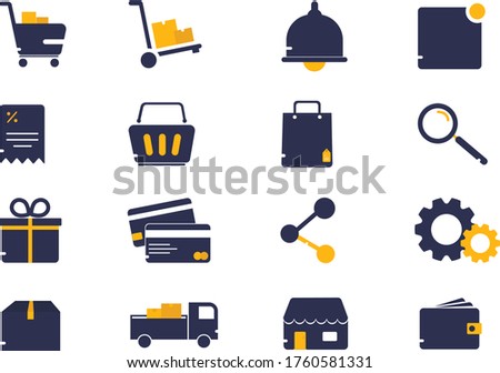 Online shopping Ecommerce vector icon, Filled web icons set