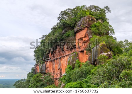 Phu Thok or Chetiyakiri Temple Beautiful mountain landscape with rocky cliffs,Bueng Kan Province,Thailand
 Royalty-Free Stock Photo #1760637932