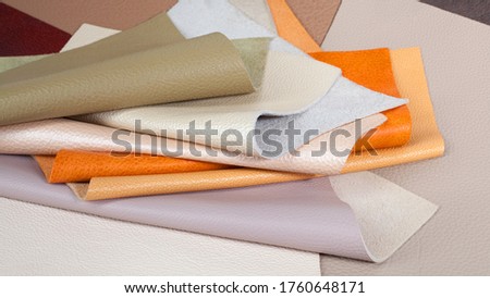 Different pastel colors natural leather textures samples 