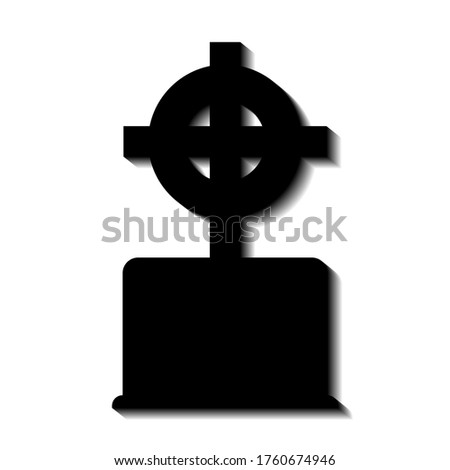 Grave on a white background and black shadow, sign for design, vector illustration