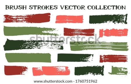 Grunge brush strokes vector set. Ink texture isolated graphic design elements. Paint brush strokes abstract lines. Rough paintbrush stripes. Isolated frame design elements.
