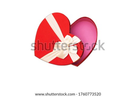 closed heart shaped box isolated on white