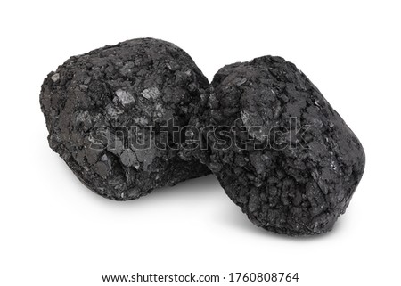 bbq charcoal briquette isolated on white background with clipping path and full depth of field