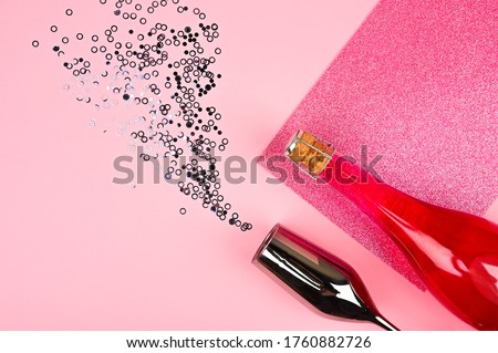 Mockup with festive accessories over pink background for your web banner. Festive, alcohol concept