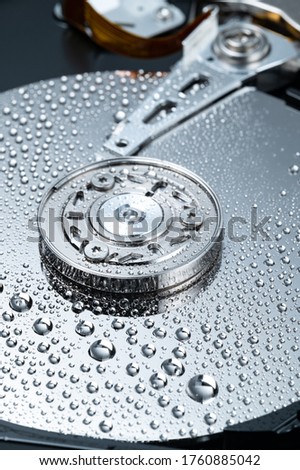 water drop on a damped hard disk