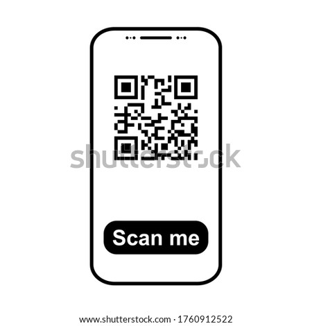 Mobil scan flat icon isolated on white background. QR code reader vector illustration