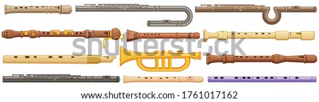 Flute isolated cartoon set icon. Vector illustration music instrument on white background. Vector cartoon set icon flute. Royalty-Free Stock Photo #1761017162