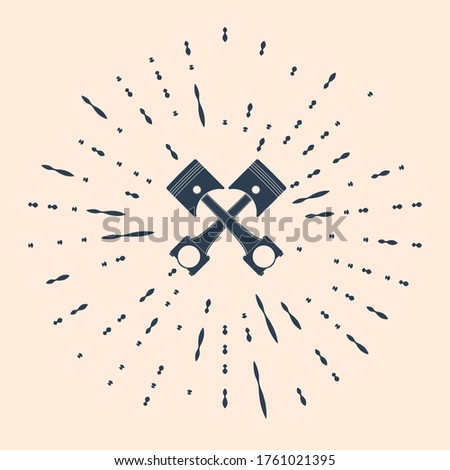 Black Two crossed engine pistons icon isolated on beige background. Abstract circle random dots. Vector Illustration