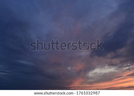 Bright lit colors of the sky at summer sunset