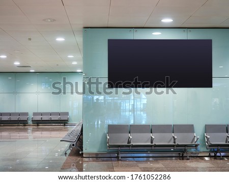 Mock up Banner digital screen display indoor waiting room Public building Airport gate
