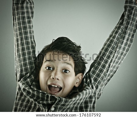 Little cute boy posing for retro style photography