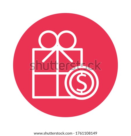 gift with coin dollar line style icon vector illustration design