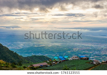 Colorful picture of moutain scenery of Phu thap boek and city in