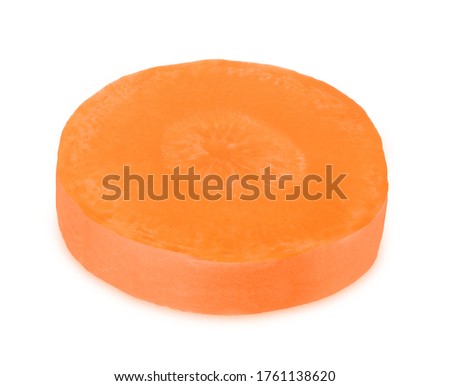 Fresh carrot slices isolated on a white background. Clip art image for package design.