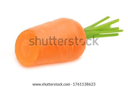 Half of fresh carrot isolated on a white background. Clip art image for package design.