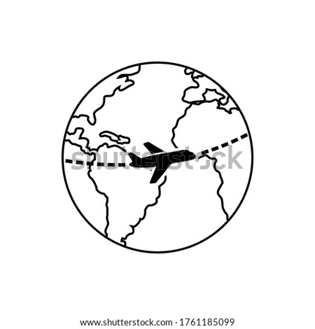 plane fly around the earth for transportation and cargo vector illustration design