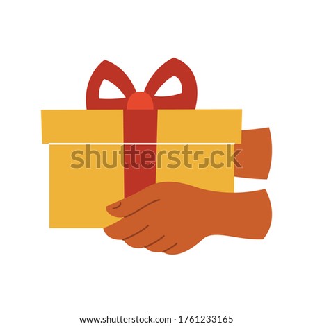 Set of gift boxes in hands on a white isolated background. Icon. Icons. Vector illustration.