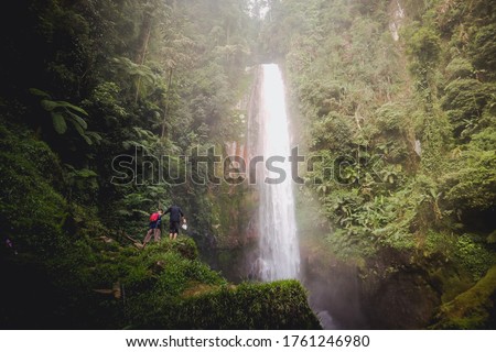 Main Waterfall of Many Waterfalls at Curug Seribu, Mt. Salak, West Java, Indonesia Royalty-Free Stock Photo #1761246980
