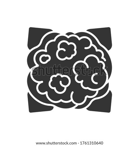 Cauliflower glyph black icon. Cabbage sign. Healthy, organic food. Salad ingredient. Natural vegetable. Agriculture plant. Pictogram for web page, mobile app. UI UX GUI design element.