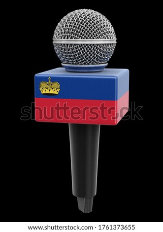 3d illustration. Microphone and Liechtenstein flag. Image with clipping path
