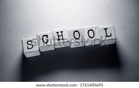 School Word Written on Wooden Cubes