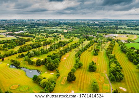 Aerial view over Royal Canal and  Irish contryside in summer, Co Kilkenny, Ireland