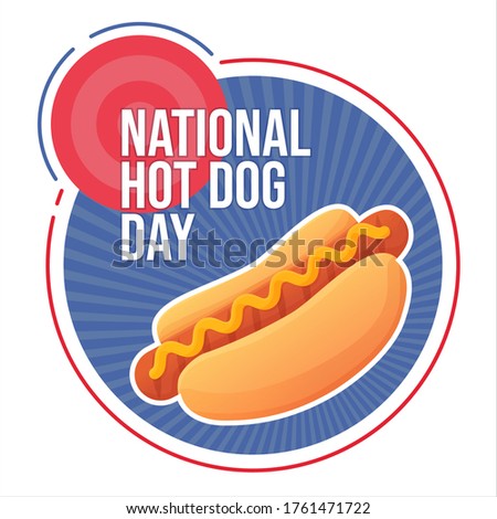 National Hot Dog Day banner july 22. Fast food, junk food celebration concept. Stock vector illustration isolated on white background in flat cartoon style.