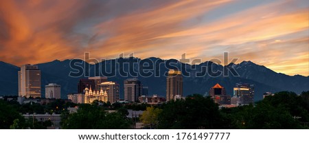Early morning view of the Salt Lake City Utah skyline