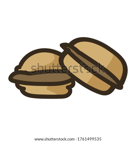 French farmhouse bakery macaroon food clipart. Provence shabby chic kitchen style design element. Hand drawn rustic menu or recipe icon. Ethnic scandi traditional cooking ingredients from France