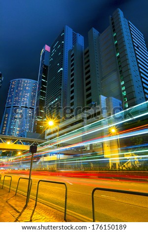 Traffic trail in Hong Kong at night