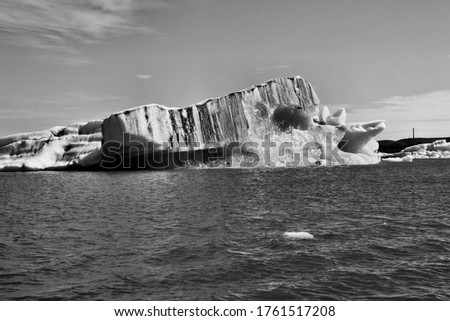 A view of the Jokulsalon Glacier Lagoon in Iceland in Black and White