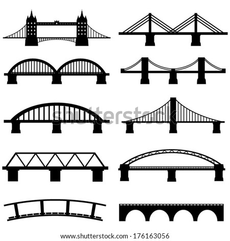 Bridge Icons Set Vector