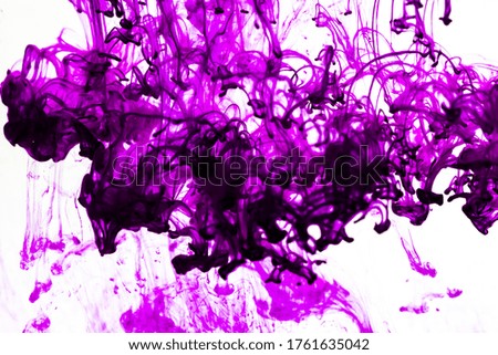 Purple ink in water with white background