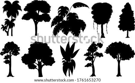 Set of plant and tree silhouette illustration