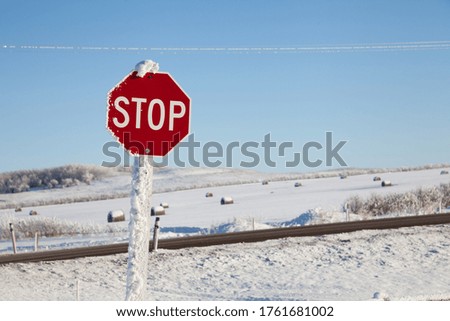 Stop sign in winter time in Alberta