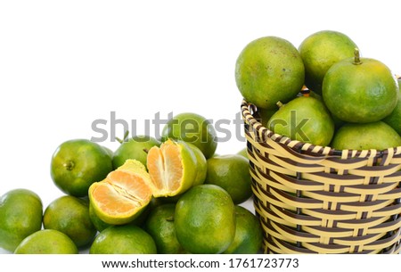 rip tangerine fruits (Citrus deliciosa Tenore) isolated on white background