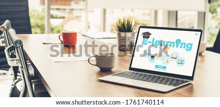 E-learning and Online Education for Student and University Concept. Video conference call technology to carry out digital training course for student to do remote learning from anywhere. Royalty-Free Stock Photo #1761740114