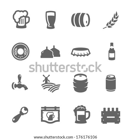 Simple set of beer related vector icons for your design