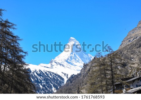 Picture of Matternhorn with clear blue sunny sky background, Zermatt, Switzerland