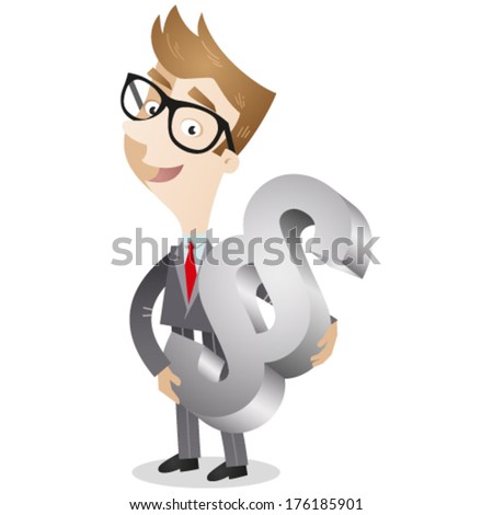 Vector illustration of a smiling cartoon businessman/lawyer holding huge paragraph sign (JPEG version also available in my gallery). 