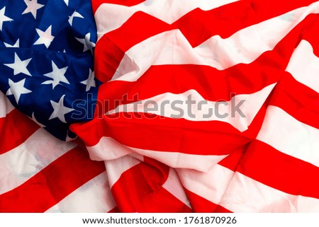 Close up front view shot of big US flag