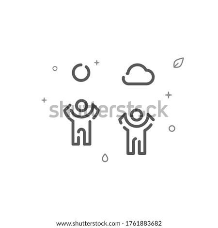 People enjoy good weather simple vector line icon. Environment protection symbol, pictogram, sign. Light background. Editable stroke. Adjust line weight.