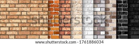 Realistic Vector brick wall seamless pattern set. Flat wall texture. Yellow, gray, red, white, black textured brick background for print, paper, design, decor, photo background Royalty-Free Stock Photo #1761886034