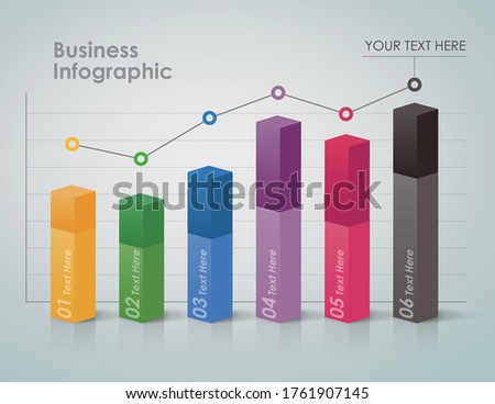 Business Infographic, process bar chart showing trend