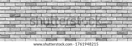 Panorama of Vintage old white brick wall texture and seamless background	